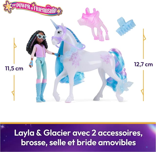 Detalle de Unicorn Academy – L’École des Licornes : Licorne Glacier + Poupée Layla (figurines et accessoires)