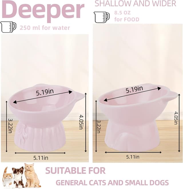 Detalle 2 de Ceramic Elevated Cat Bowls 5.2in Wide