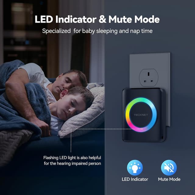 Detalle de TECKNET Wireless Doorbell 600m IP65