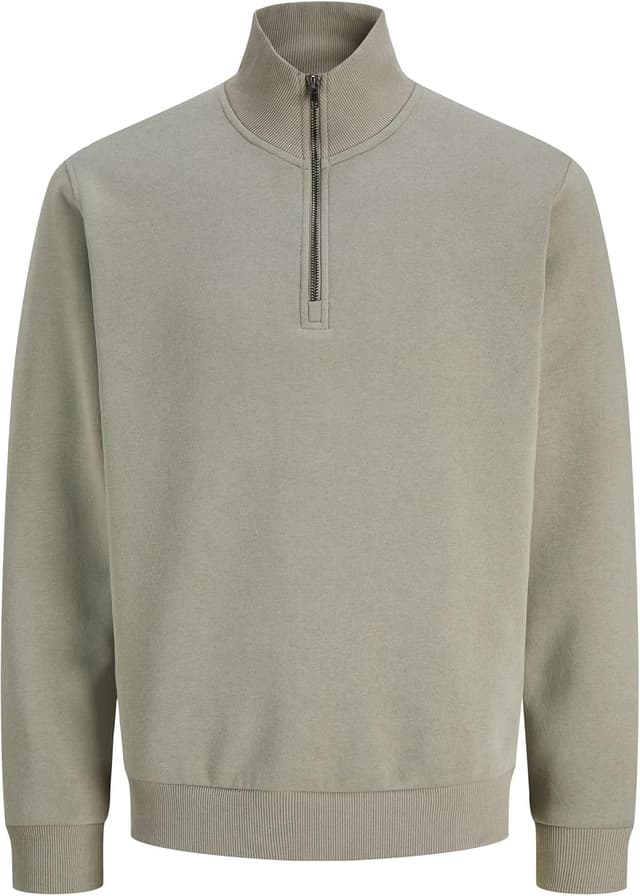 Detalle de JACK & JONES Herren Kapuzenjacke einfarbig mit Viertelreißverschluss (Essentials)