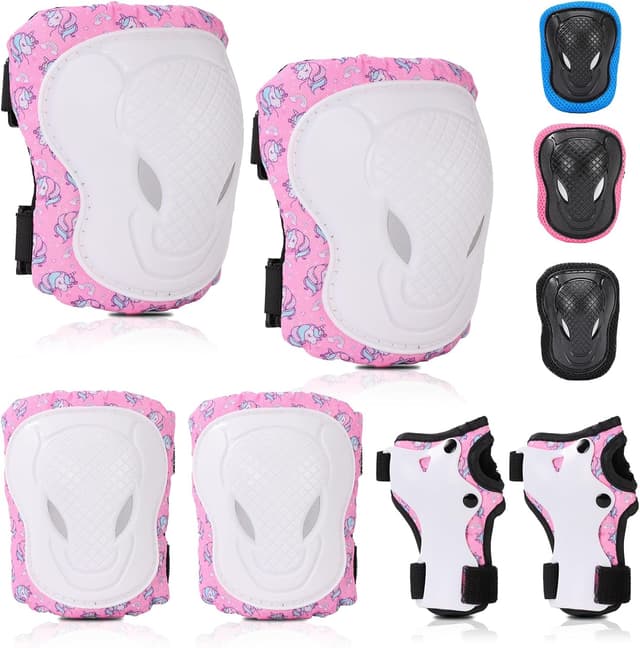 Detalle de BURSUN Knieschoner Kinder 6-in-1: verstellbares Protektor-Set für Inliner, Skateboard & mehr