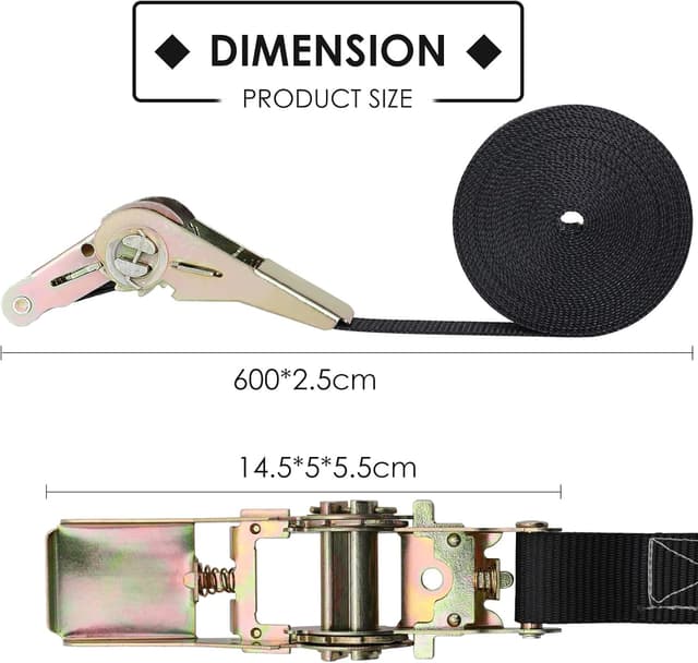 Thumbnail 3 de 10 Pack Ratchet Tie Down Strap 6m, 800 kg cargo straps 🚚