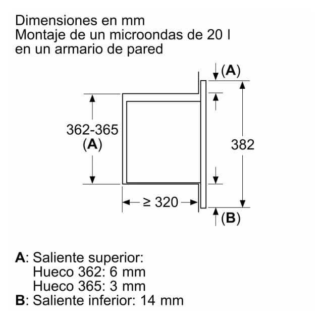 Detalle de Balay microondas integrable 20 litros 3CG6112X3 (reacondicionado Grado D)
