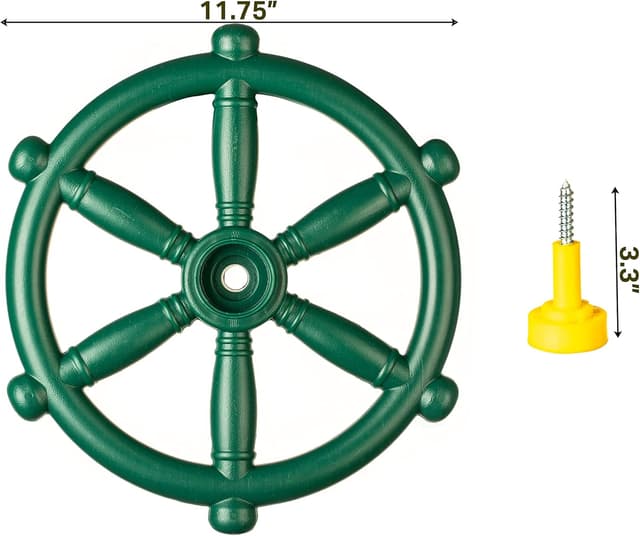 Detalle de Green and Yellow Outdoor Playground Captain Pirate Ship Wheel Steering Wheel Accessory