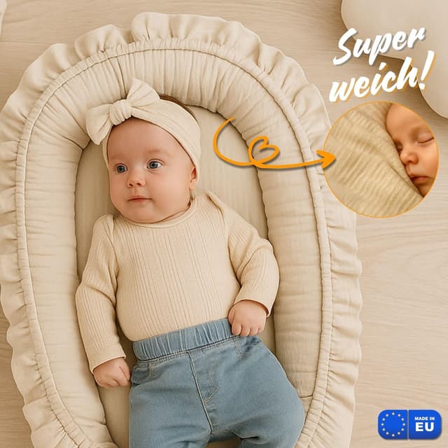 Detalle 2 de Mussola riduttore lettino neonato 90x50 cm baby nest trasportabile in mussola – Rosa cipria