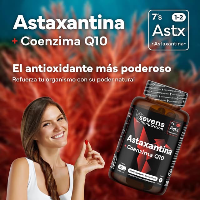 Thumbnail 1 de Astaxantina Astapure® con Coenzima Q10 y Aceite 🌿 60 Perlas
