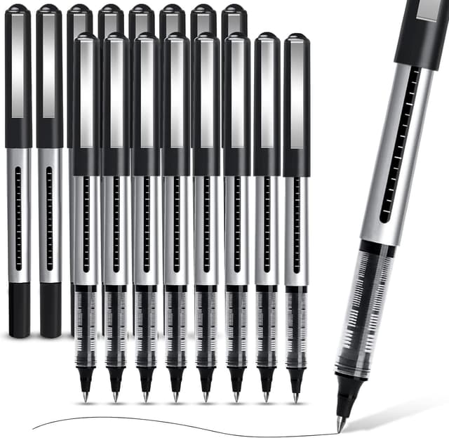 Detalle de APOGO 16-Pack Black Gel Rollerball Pens (0.5mm) – Quick-Drying for Notes & Sketching