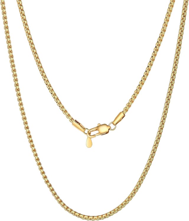 Detalle de PROSTEEL Herren Halskette aus Edelstahl mit Karabinerverschluss – Venezianier-/Erbskettenoptik, Breite 2–8 mm, Länge 46–76 cm