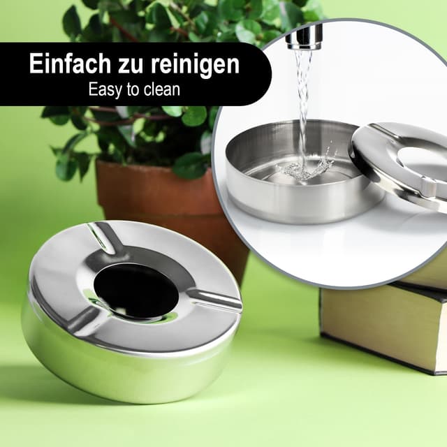 Thumbnail 2 de com-four® 3x cenicero acero inoxidable Ø 11 cm