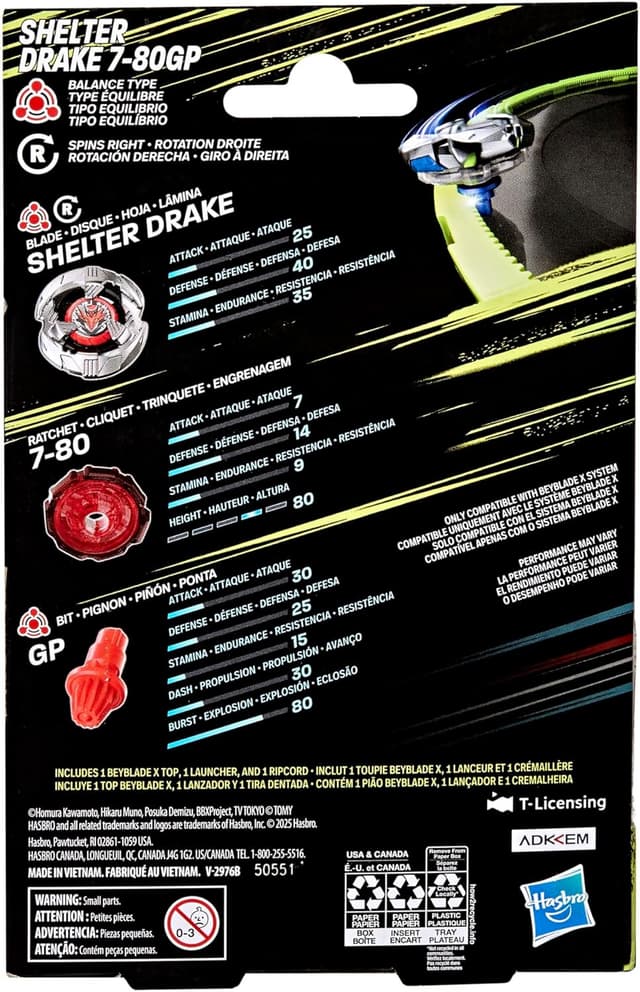 Thumbnail 5 de Hasbro Beyblade X Shelter Drake 7-80GP Starter