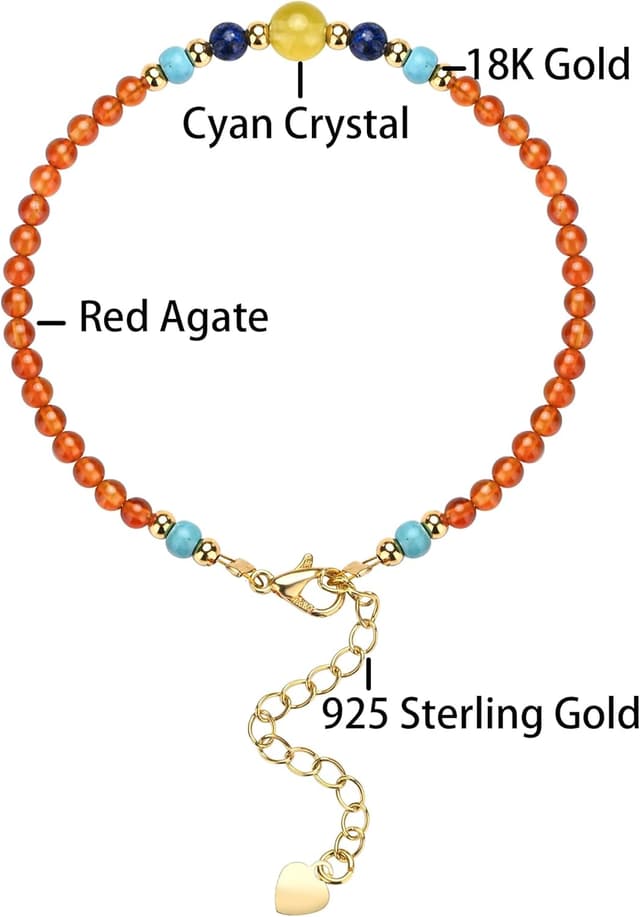 Detalle 2 de Apocalyptic-K Damen Handgewebtes Armband im Boho-Stil mit Achat & 925 Silber/18K Gold, verstellbar (18–21 cm)