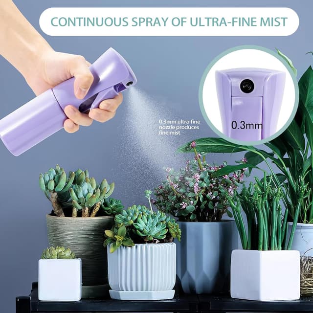 Detalle de DYHNQE 2x 300ml continuous fine mist hair spray bottles (empty) – blue & purple