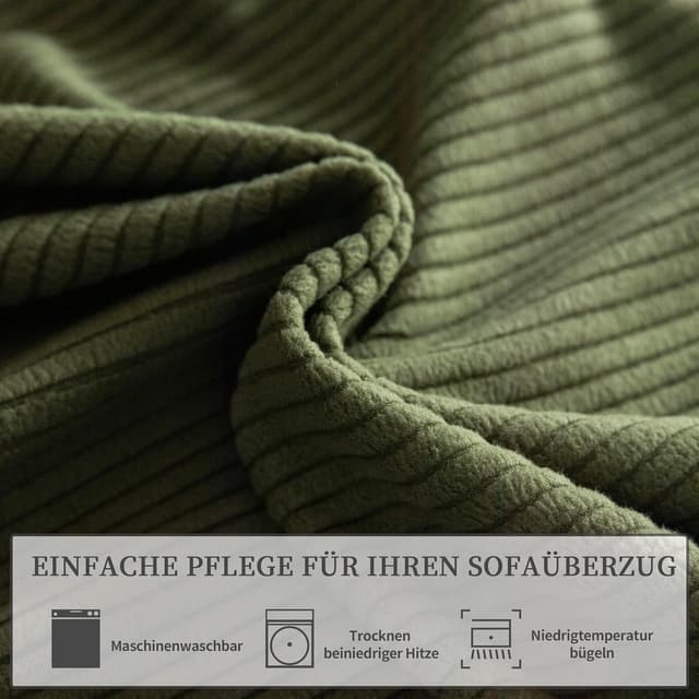 Detalle 2 de OHSIO Stretch Sofa Sitzkissenbezug (Grün) – rutschfester, waschbarer Bezug für Sofa & mehr