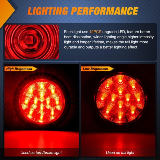 Thumbnail 1 de Nilight 4Inch Round Trailer Tail Light 12LED