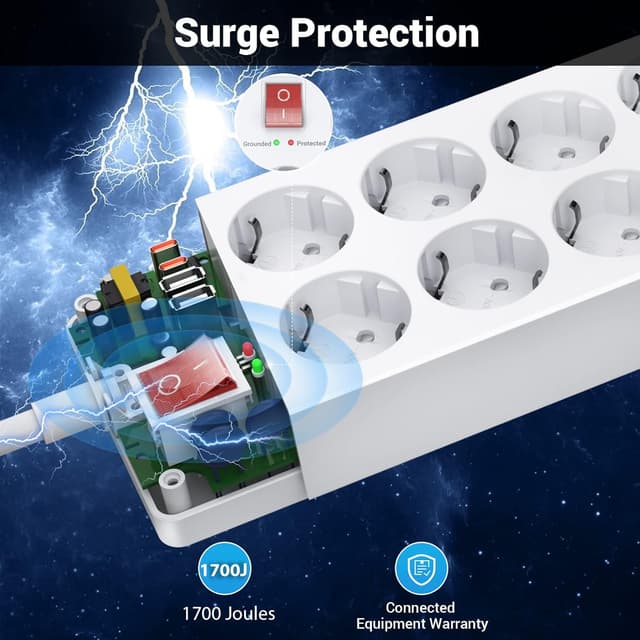 Detalle de Ciabatta multipresa con USB C 12 posti