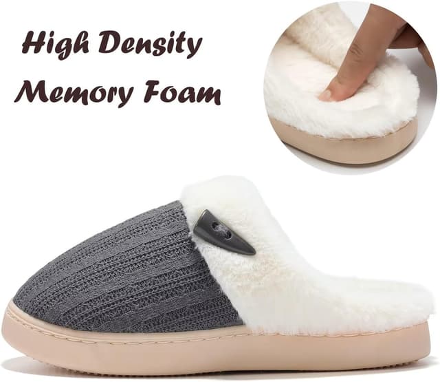 Detalle de NineCiFun women’s comfy house slippers with memory foam and fuzzy lining (open-back, non-slip)