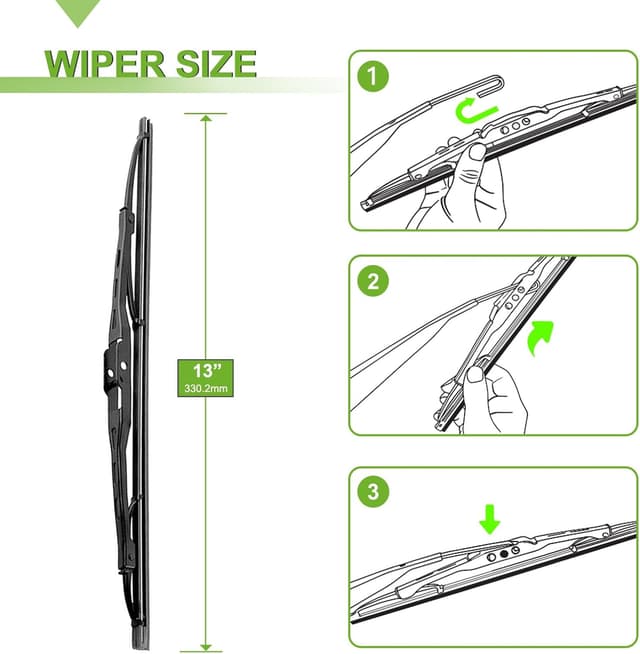Detalle de PARRATI Windshield Wipers for Chevrolet Traverse (2009–2017) – 24"/21" Front & 13" Rear (Set of 3)