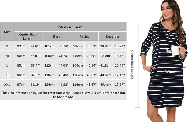 Detalle 2 de Vlazom Baumwoll-Nachthemd V-Ausschnitt