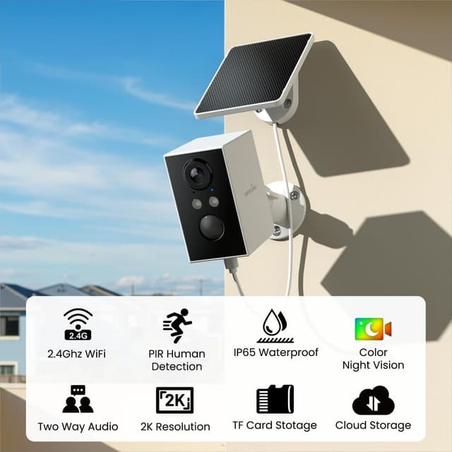 Detalle 2 de wansview Solar Security Camera 2K, battery-powered