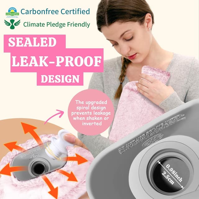 Detalle de HAOCEE Wärmflasche mit Bezug (2 l) im Känguru-Taschen-Design – rosa