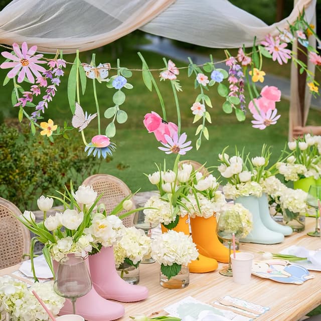 Detalle 2 de SUNBEAUTY Wildflowers & Butterflies Paper Flower Garland for Spring Parties