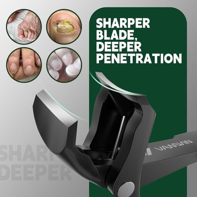 Detalle de VANWIN Toenail Clippers for Seniors: 15mm Wide Jaw, Angled Head & Catcher for Thick Toenails