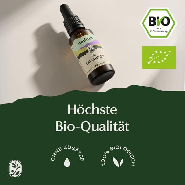 Detalle 2 de nedura® BIO Lavendelöl (Lavandula angustifolia) – 100% naturreines ätherisches Öl, 30 ml