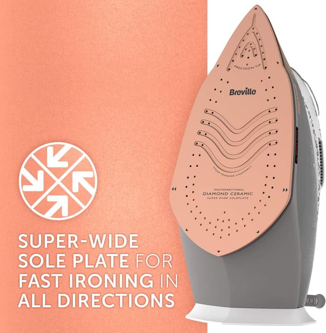 Detalle de Breville DiamondXpress steam iron (VIN401) with diamond ceramic soleplate, 3100 W & 200g steam shot