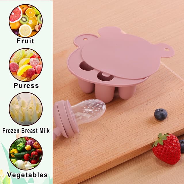 Detalle de Gedebey 6-in-1 Baby Fruit Feeder Pacifier & Baby Food Feeder Set (Silicone, BPA-Free) – S/M/L