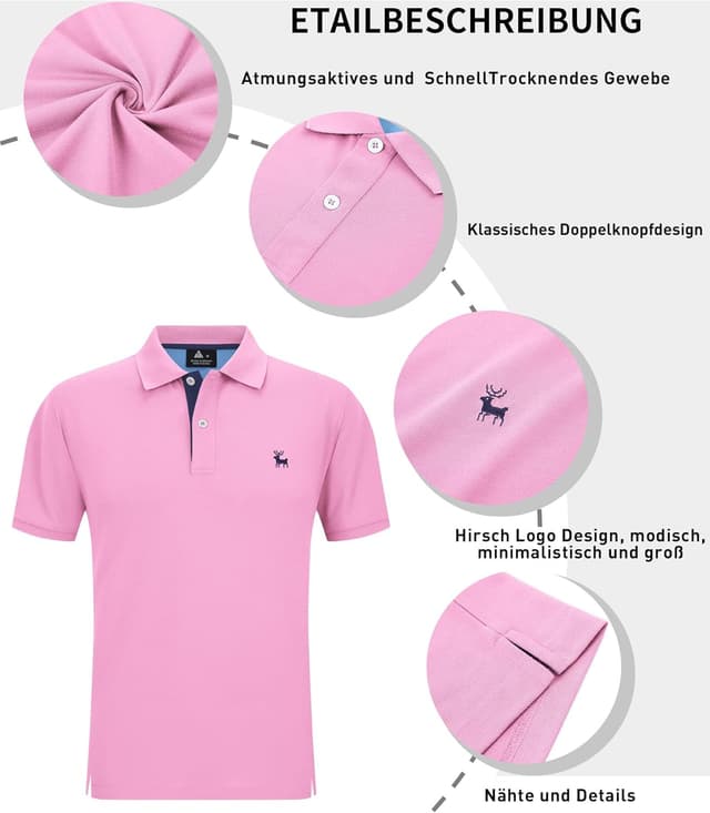 Detalle de SwissWell polo da uomo a manica corta per golf e lavoro casual, leggero e traspirante