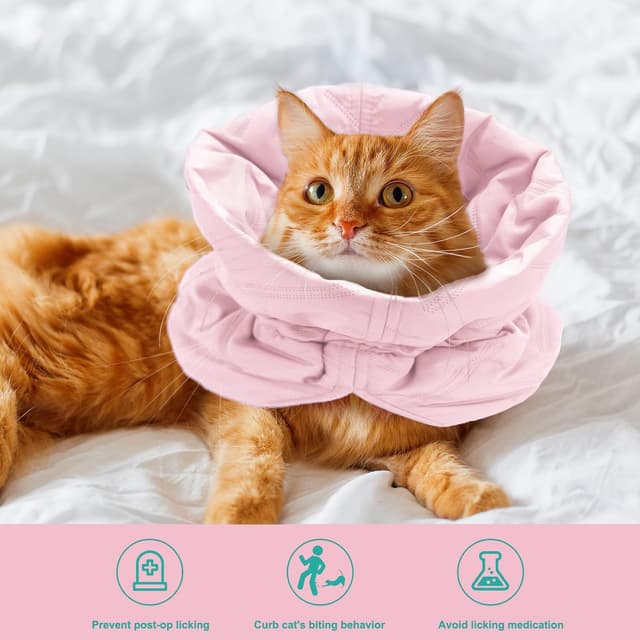 Thumbnail 6 de BUKYCAT Elisabethanisches Halsband für Katzen nach OP – weiche, einstellbare Halskrause (rosa, M)