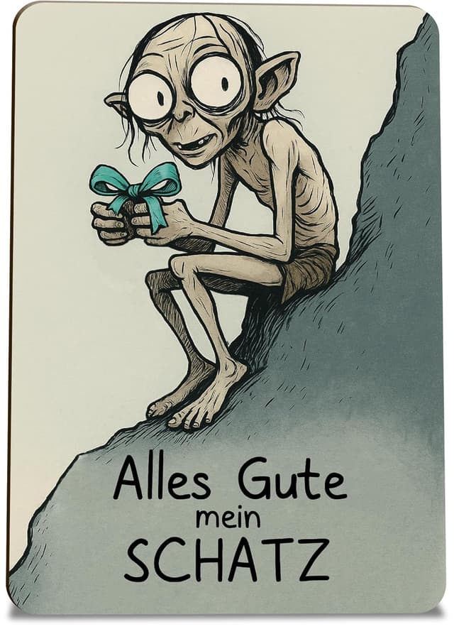 Imagen de Herr der Ringe Gollum Holzkarte Geburtstag 💌 en OfertitasTOP