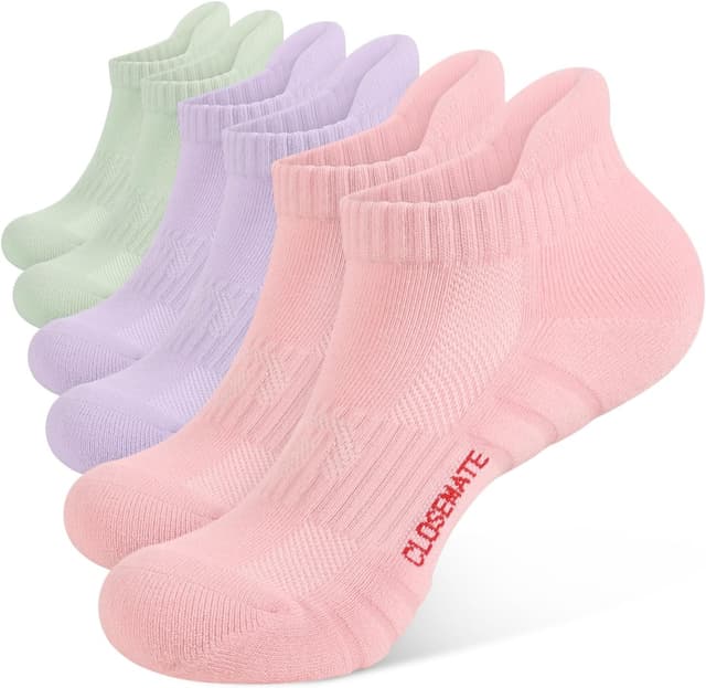 Thumbnail 6 de CLOSEMATE Running Ankle Socks with Cushioned Sole, Breathable Arch Support and Non-Slip Fit (6 Pairs)