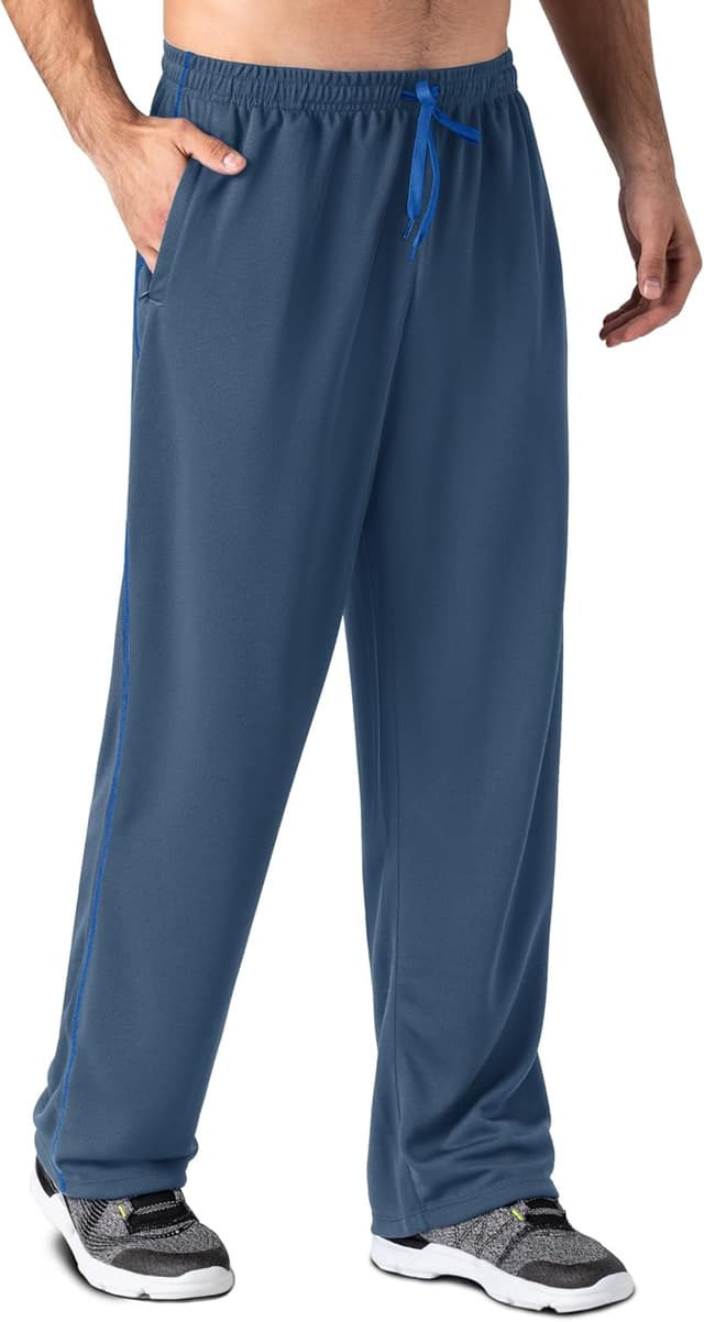 Detalle de EKLENTSON men’s mesh jogging tracksuit bottoms with zipper pockets