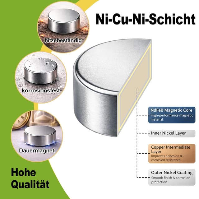 Detalle de Amzrole 100 Mini Neodym-Magnete (6 x 2 mm) – starke Rundmagnete für Magnettafel, Whiteboard & Kühlschrank