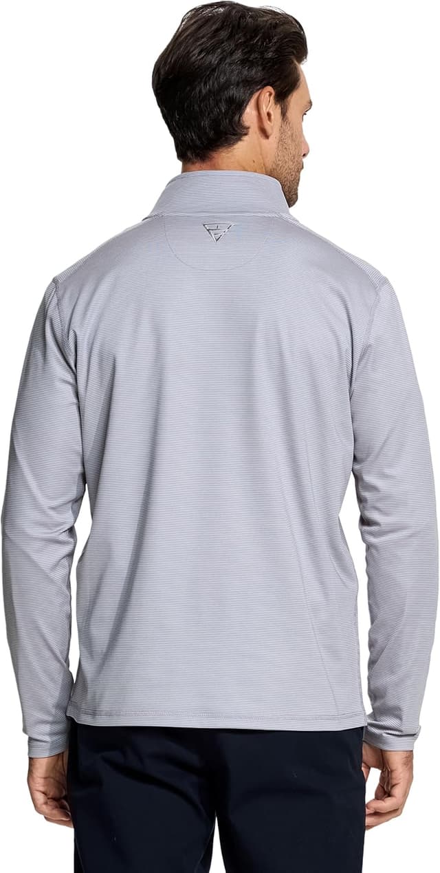 Detalle de Quarter Zip Pullover for Men with Dry Fit Stripe Mock Neck (1/4 Zip, UPF30+)