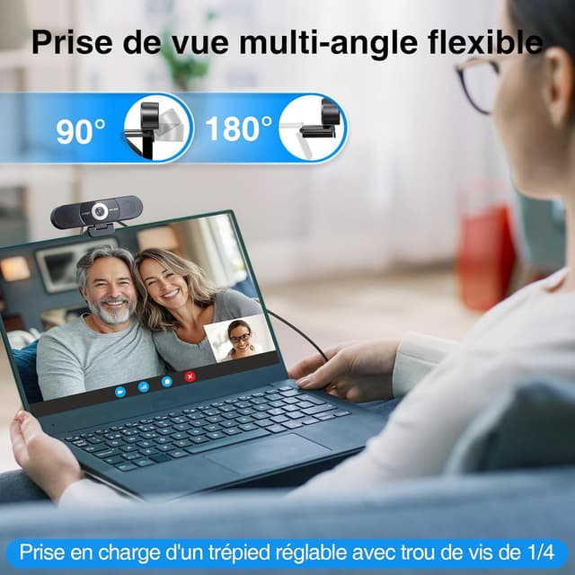 Detalle de eMeet Webcam 4K C980 Pro 3-en-1 (grand angle 60°–98°, 4 microphones, 2 haut-parleurs)