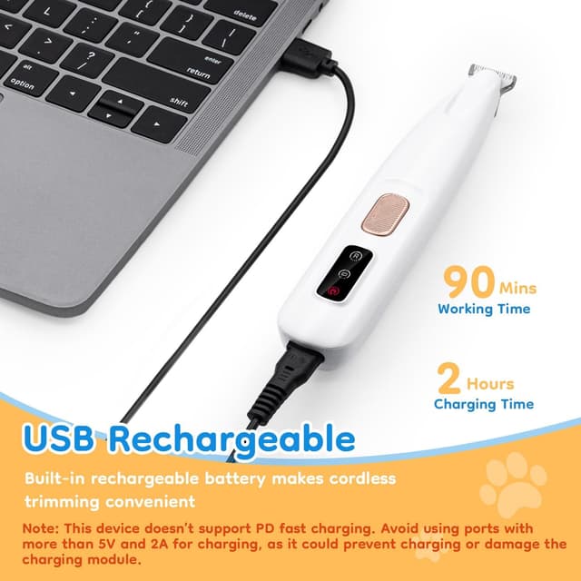 Detalle 2 de Mcbazel Pet Paws Trimmer with LED Light (Rechargeable, Waterproof) for Eyes, Face, Ears & Small Areas