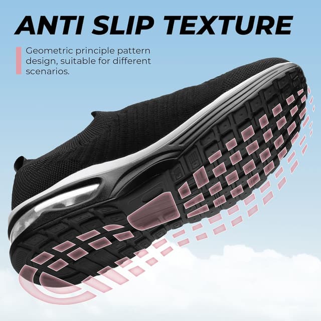 Detalle de Littleplum Damen Slip-On Sneaker mit Mesh, Memory-Foam Einlegesohle und flexibler Gummisohle