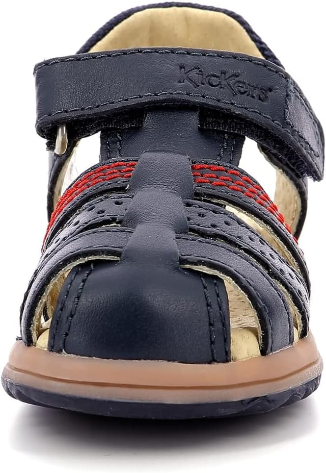 Detalle de Kickers Platinium Sandales Garçon en cuir, confort et maintien par scratch