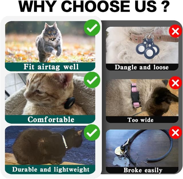 Detalle 2 de Airtag Cat Collar Breakaway reflective kitten collar with AirTag holder and bell (Red)