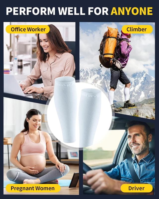 Detalle de CAMBIVO 2 Pairs Calf Compression Sleeve (Men & Women) for Shin Splints, Running, Cycling & Flights