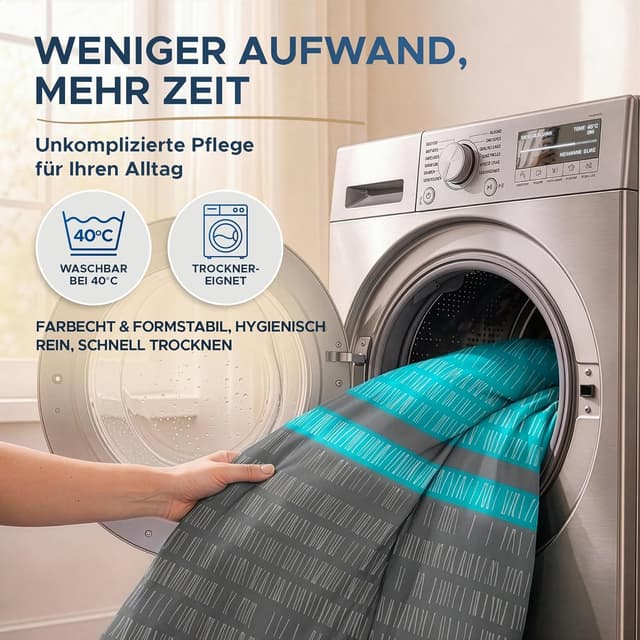 Detalle de MALIKA Bettwäsche-Set 135x200 aus Baumwolle (Renforcé) inkl. Kissenbezug 80x80, Oeko-TEX mit Reißverschluss