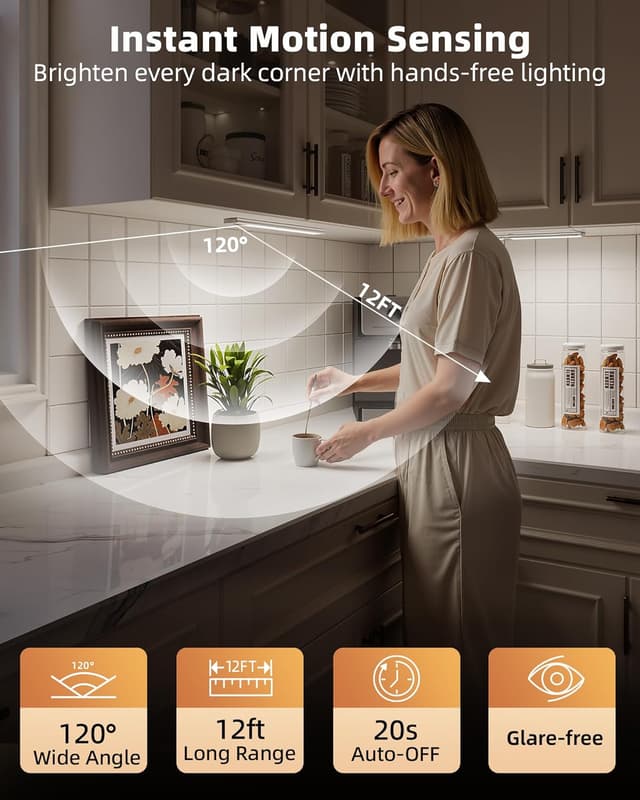 Detalle de EZVALO 10inch under cabinet lighting motion sensor