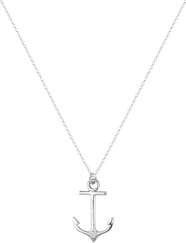 Detalle 2 de Elli DIAMONDS Halskette Silber 925 Damen Kette Anker Diamant 0,006ct