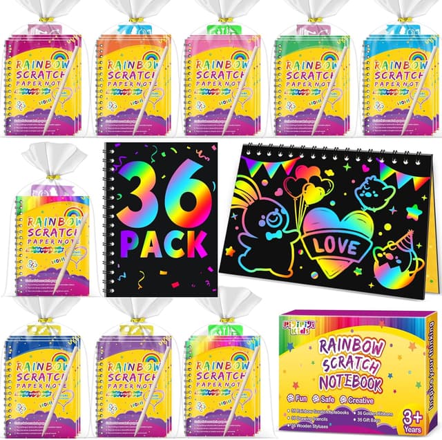 Detalle de Scratch Rainbow Art Notebook 36-Pack party favors