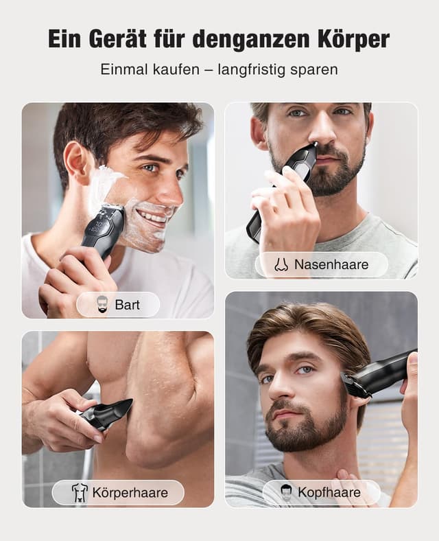 Detalle 2 de 12-in-1 Barttrimmer Herren IPX7