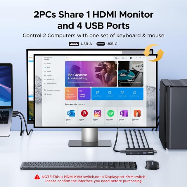 Thumbnail 1 de UGREEN Switch KVM HDMI, 4K 60 Hz
