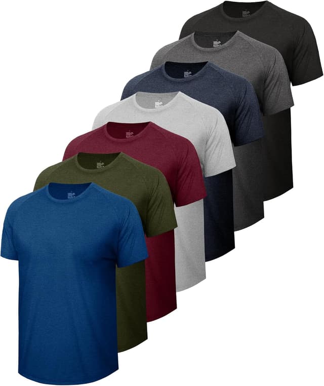 Detalle de BOOJO 7-Pack Men’s Workout Shirts (Quick-Dry Moisture-Wicking Short-Sleeve Tees)