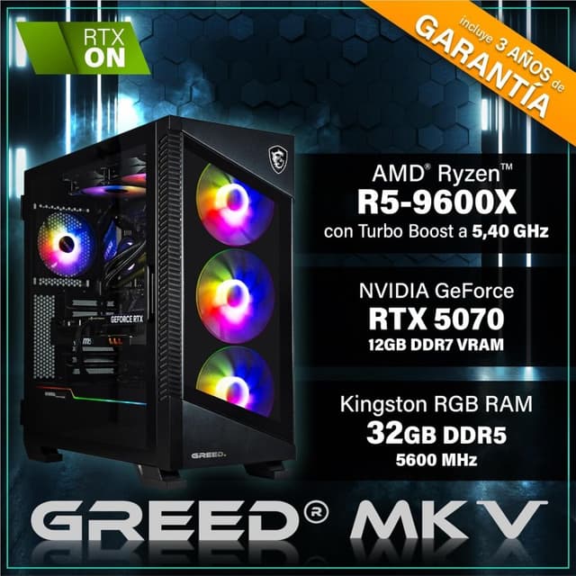 Detalle 2 de GREED MK5 Ryzen 5 9600X PC gaming 1TB SSD